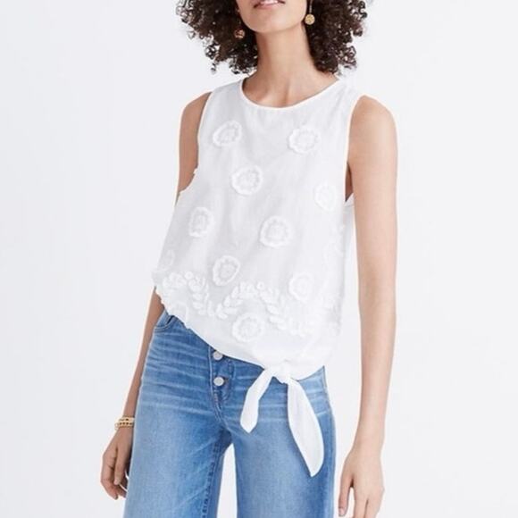 Madewell Embroidered Floral Blouse Cottagecore Preppy Coquette Bohemian Coastal - Picture 1 of 8